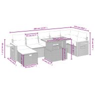 Градински диван с възглавници, 8 части, бежов полиратан