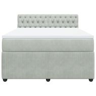 Боксспринг легло с матрак, светлосиво, 160x200 см, кадифе