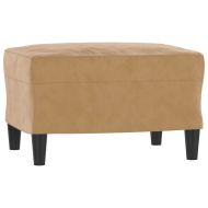 3-местен диван с табуретка, кафяв, 180 см, кадифе