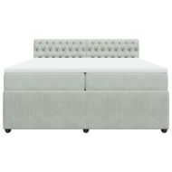 Боксспринг легло с матрак, светлосиво, 200x200 см, кадифе