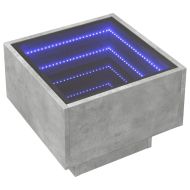 Помощна маса с LED бетонно сива 40x40x30 см инженерно дърво