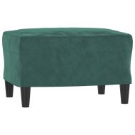 Кресло с табуретка, тъмнозелено, 60 см, кадифе