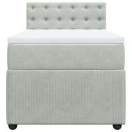 Боксспринг легло с матрак, светлосиво, 100x200 см, кадифе