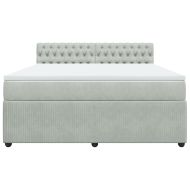 Боксспринг легло с матрак, светлосиво, 180x200 см, кадифе