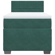 Боксспринг легло с матрак, тъмнозелено, 90x200 см, кадифе