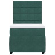Боксспринг легло с матрак, тъмнозелено, 90x200 см, кадифе