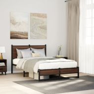 Метална рамка за легло, без матрак, кафяв дъб, 120x200 см