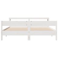 Рамка за легло без матрак, бял, 200x200 см, бор масив