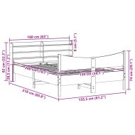 Рамка за легло с табла, 150x200 см, борово дърво масив