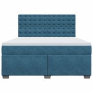 Боксспринг легло с матрак, синьо, 180x200 см, кадифе