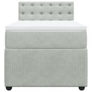 Боксспринг легло с матрак, светлосива, 90x190 см, кадифе