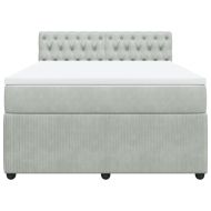 Боксспринг легло с матрак, светлосиво, 140x200 см, кадифе