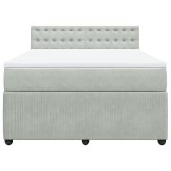 Боксспринг легло с матрак, светлосиво, 140x200 см, кадифе