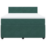 Боксспринг легло с матрак, тъмнозелено, 160x200 см, кадифе