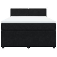 Боксспринг легло с матрак, черно, 140x190 см, кадифе