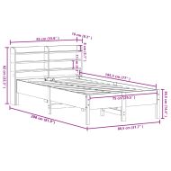 Рамка за легло без матрак, восъчнокафяв, 75x190 см, бор масив