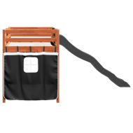 Детско високо легло със завеси бяло и черно 80x200 см бор масив