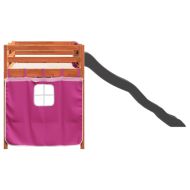 Детско високо легло със завеси розово 80x200 см бор масив