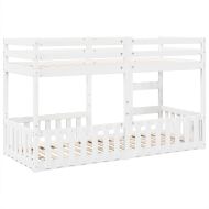 Двуетажно легло, бяло, 80x200 см, борово дърво масив