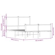 Метална рамка за легло горна и долна табла опушен дъб 120x190см