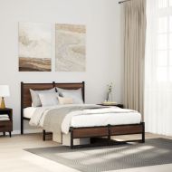 Метална рамка за легло, без матрак, кафяв дъб, 120x190 см