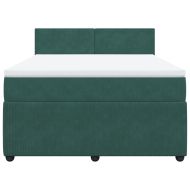 Боксспринг легло с матрак, тъмнозелено, 140x200 см, кадифе