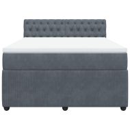 Боксспринг легло с матрак, тъмносиво, 140x190 см, кадифе