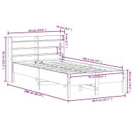 Рамка за легло без матрак, 75x190 см, масивна чамова дървесина