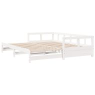Дневно легло без матрак, бял, 90x200 см, борово дърво масив