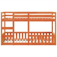 Двуетажно легло, восъчнокафяво, 80x200 см, борово дърво масив