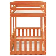 Двуетажно легло, восъчнокафяво, 80x200 см, борово дърво масив