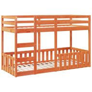 Двуетажно легло, восъчнокафяво, 75x190 см, борово дърво масив