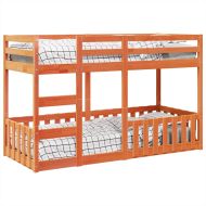 Двуетажно легло, восъчнокафяво, 75x190 см, борово дърво масив