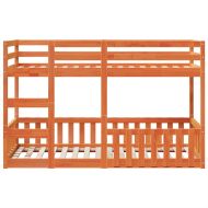 Двуетажно легло, восъчнокафяво, 75x190 см, борово дърво масив