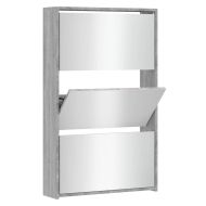 Шкаф за обувки с огледало, 3 нива, сив сонома, 63x17x102,5 см