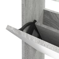 Шкаф за обувки с огледало, 3 нива, сив сонома, 63x17x102,5 см