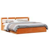 Рамка за легло с табла, восъчнокафяв, 200x200 см, бор масив