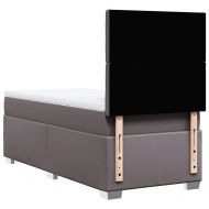 Боксспринг легло с матрак, сиво,90x200 см, изкуствена кожа