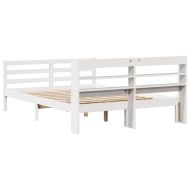 Рамка за легло с табла, бяла, 150x200 см, борово дърво масив