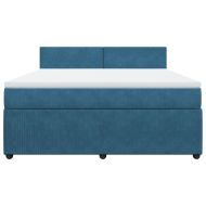 Боксспринг легло с матрак, синьо, 180x200 см, кадифе