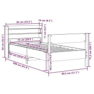 Рамка за легло без матрак, 75x190 см, масивна чамова дървесина