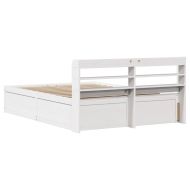 Рамка за легло с табла, бяла, 160х200 см, бор масив