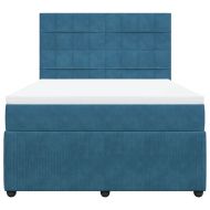 Боксспринг легло с матрак, тъмносиньо, 140x200 см, кадифе