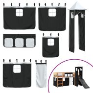 Детско високо легло с кула, бяло и черно, 80x200 см, бор масив