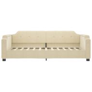 Канапе с матрак, кремаво, 90x200 см, плат