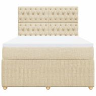 Боксспринг легло с матрак, кремаво, 140x190 см, плат