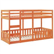 Двуетажно легло, восъчнокафяво, 90x200 см, борово дърво масив