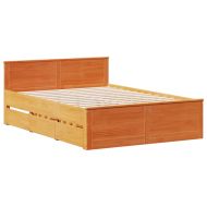 Рамка за легло без матрак, с табла, 140x200 см, бор масив