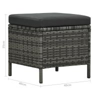 Градински комплект с възглавници, 4 части, полиратан, сив