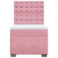 Боксспринг легло с матрак, розово, 90x200 см, кадифе